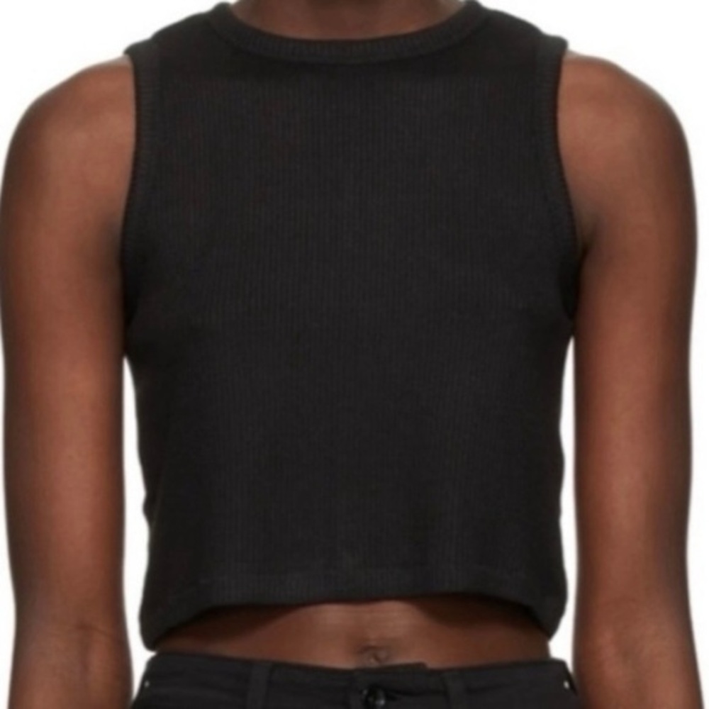Rag & bone Black Essential Rib Crew Neck Tank